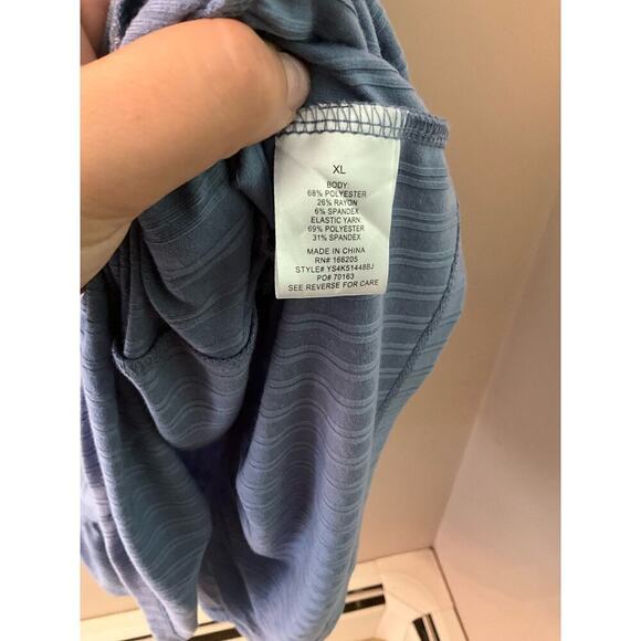 Lucky Brand Fit & Flare Dress Women's XL Blue Polyester Stretch Smocked V-Neck - Picture 4 of 6